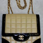 Chanel Beige Leather/Black patent Bag